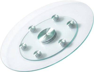 VEVOR 24 in Glass Lazy Susan Turntable, Tempered Glass Dining Table Centerpiece with 6 Rotating Wheels, 360° Smooth and Silent Spin Tabletop Rotating Tray, for Family Gatherings, Banquets & Weddings