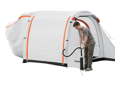 VEVOR Inflatable SUV Tent with Awning, 8 x 6.7 ft 3-Season SUV Tailgate Tent with Ventilated Doors & Mesh Window, PU2000mm Waterproof Car Rear Hatch Tents for Outdoor Camping - Air Pump Included