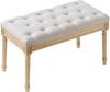 VEVOR Upholstered Bench, 16"W Ottoman Bench, End of Bed Bench with Foam Padded Cushion and Rubberwood Legs, Tufted Footrest Stool Entryway Bench for Dining Room, Living Room, Bedroom, Hallway, Beige