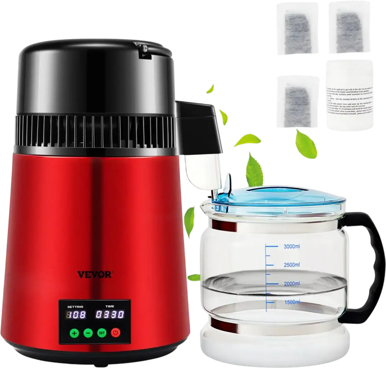 Vevor Water Distiller 1.1 Gal Countertop Distilled Water Maker Red New