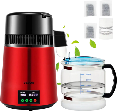 Vevor Water Distiller 1.1 Gal Countertop Distilled Water Maker Red New