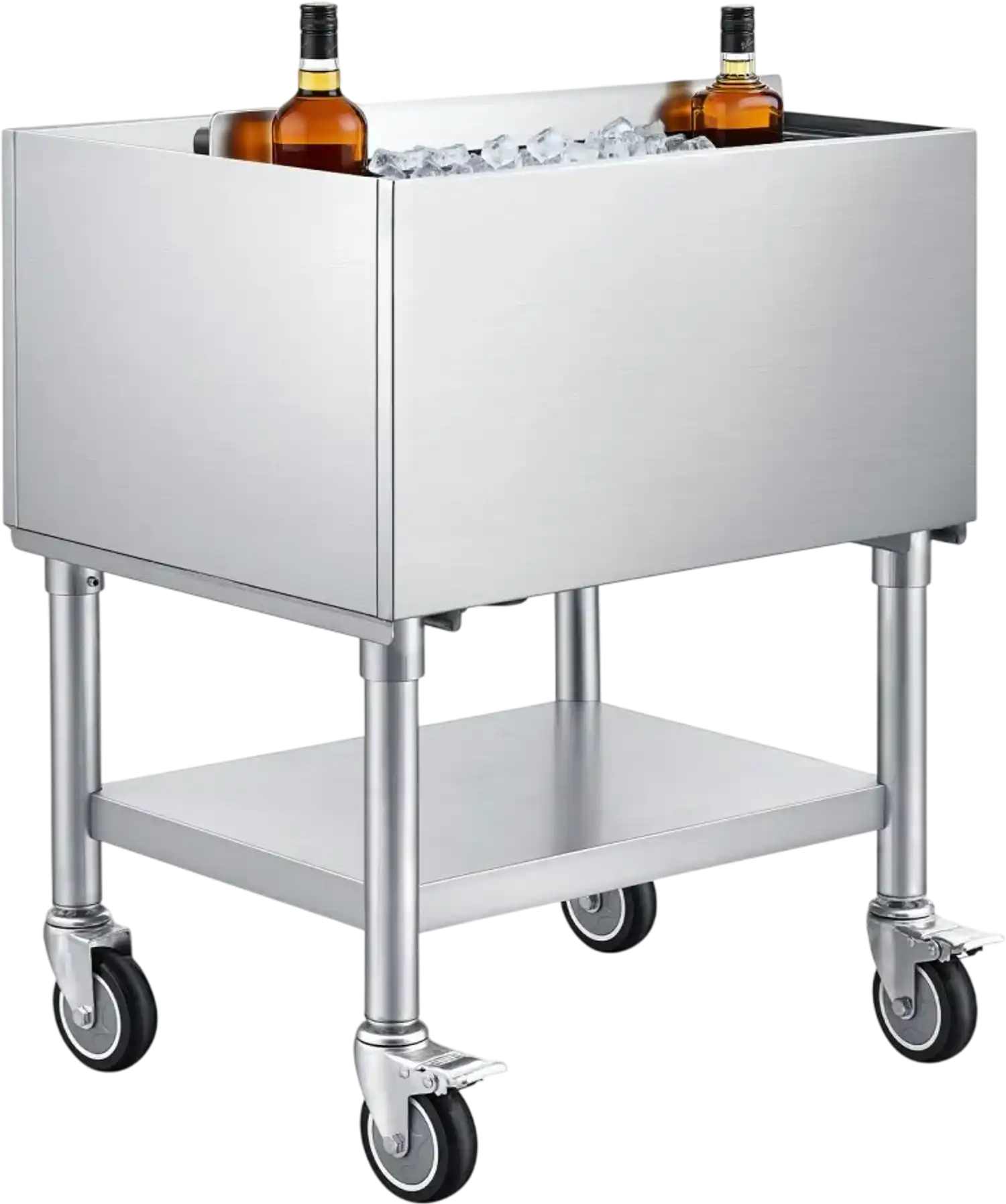 Vevor Commercial Ice Bin Stainless Steel Sliding Lid Cooler Cart 65.1 Qt New
