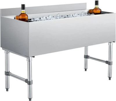 Vevor Commercial Ice Bin Stainless Steel Sliding Lid Ice Chest 137.4 Qt 48 x 19 x 33