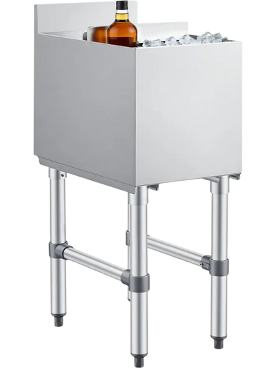 Vevor Commercial Ice Bin 29.6 Qt Stainless Steel Sliding Lid Cooler Cart New