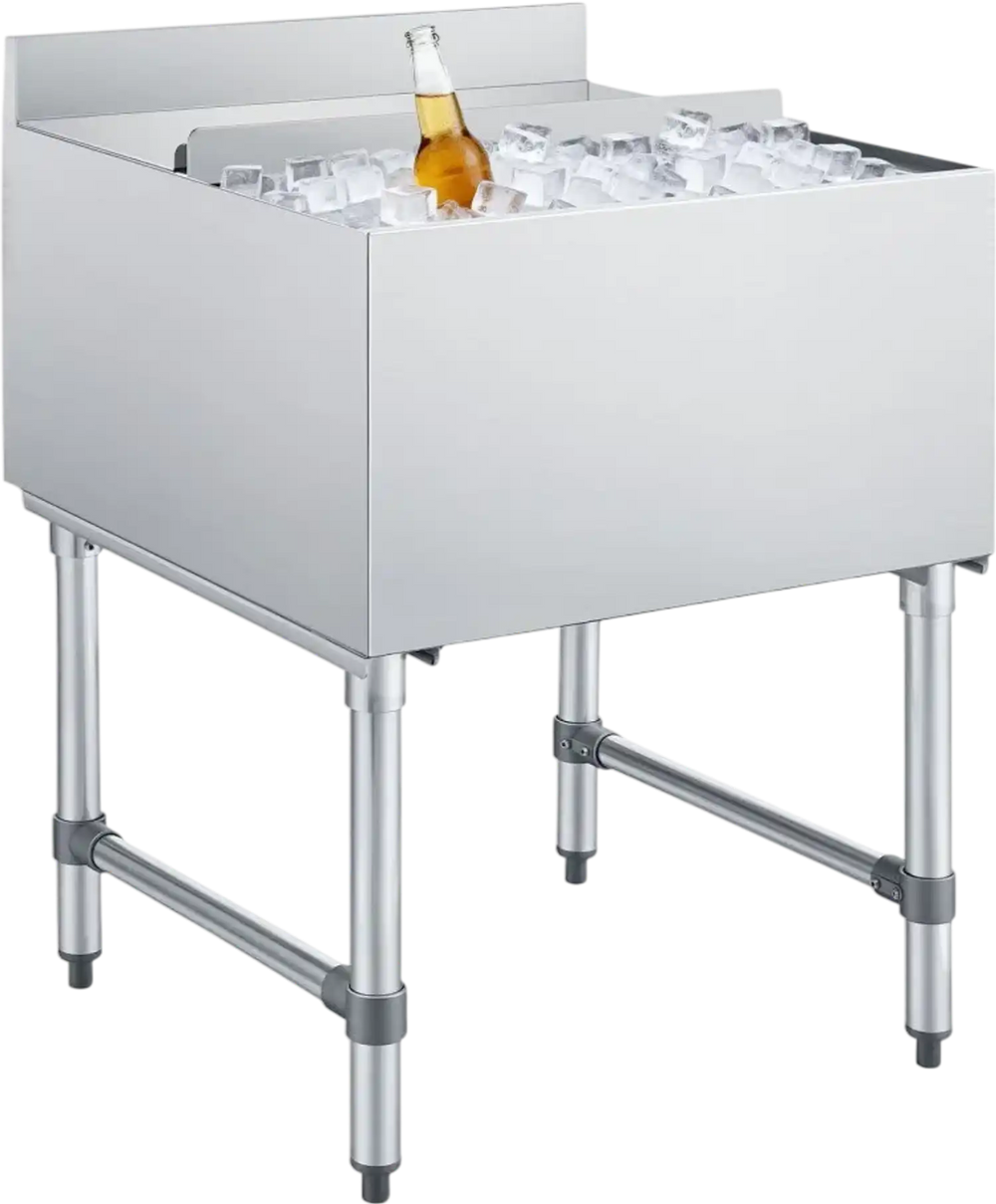 VEVOR Commercial Ice Bin, 79.9 Qt Max Capacity, 24 x 24 x 33 Inch Stainless Steel Ice Chest with Sliding Lid, 24H Long-Lasting Insulation, Cooler Cart Cocktail Unit for Bar Restaurant Pub, NSF