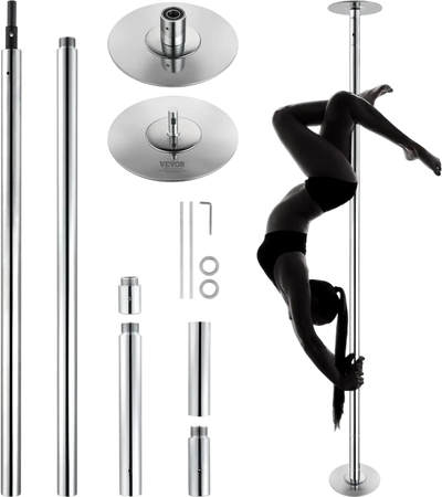 Vevor Dancing Pole Professional Spinning Static Portable Removable 45mm Silver New