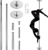 VEVOR Professional Dancing Pole, Spinning Static Dancing Pole Kit, Portable Removable Pole, 45mm Heavy-Duty Stainless Steel Pole, Height Adjustable Fitness Pole, for Exercise Home Club Gym, Silver