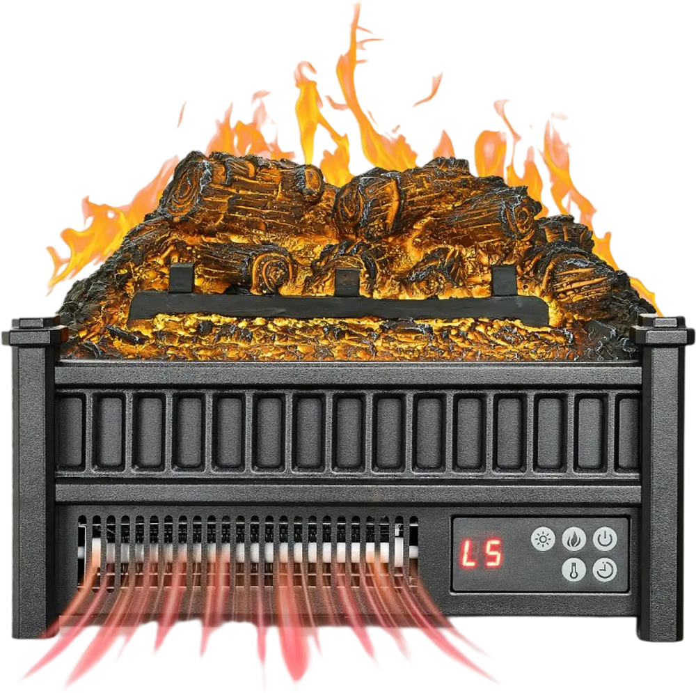 VEVOR Electric Fireplace Log, 16 inch Fireplace Insert Log Heater, with Remote Controller, 5 Adjustable Flame Brightness, 24H Timer, Overheat Protection, Thermostat, for Home and Office Decor Black