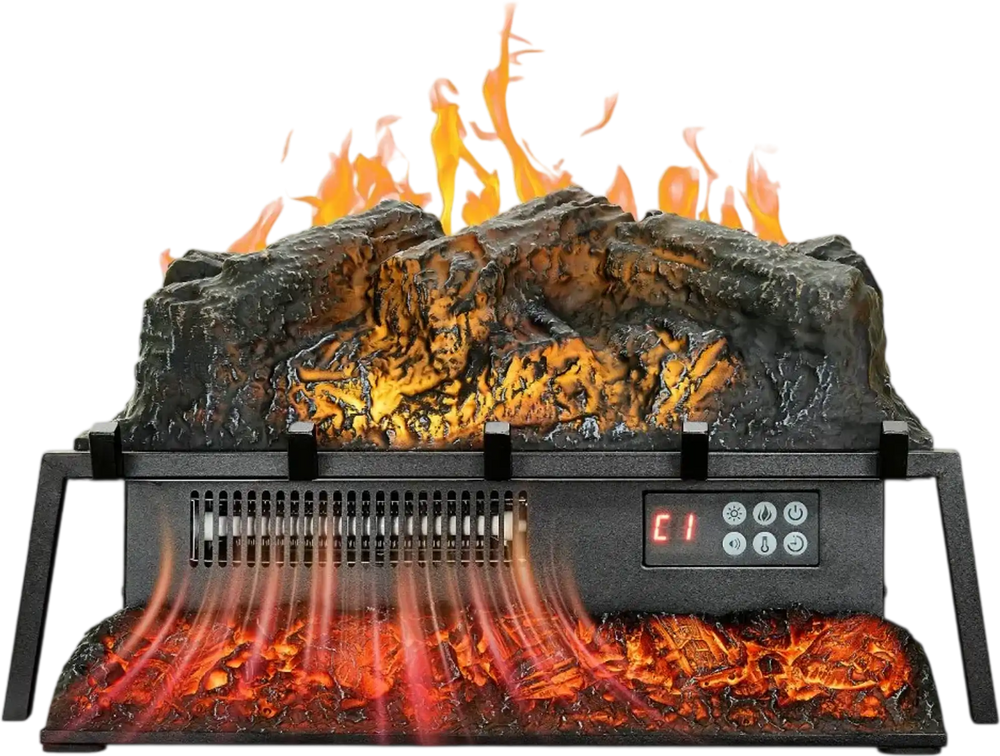 VEVOR Electric Fireplace Log, 23 inch Fireplace Insert Log Heater, with Crackling Sound,Remote Controller, 5 Adjustable Flame Brightness, Timer, Overheat Protection, Thermostat, for Home Decor Black
