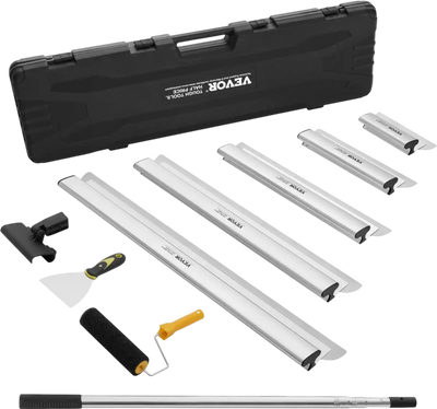 VEVOR Drywall Skimming Blade Set, 10/16/24/32/40 in Skimming Blades + 34-81.6 in Extension Handle Pole, Stainless Steel Knife Professional Skim Coat Tools, for Gyprock/WallBoard/Plasterboard