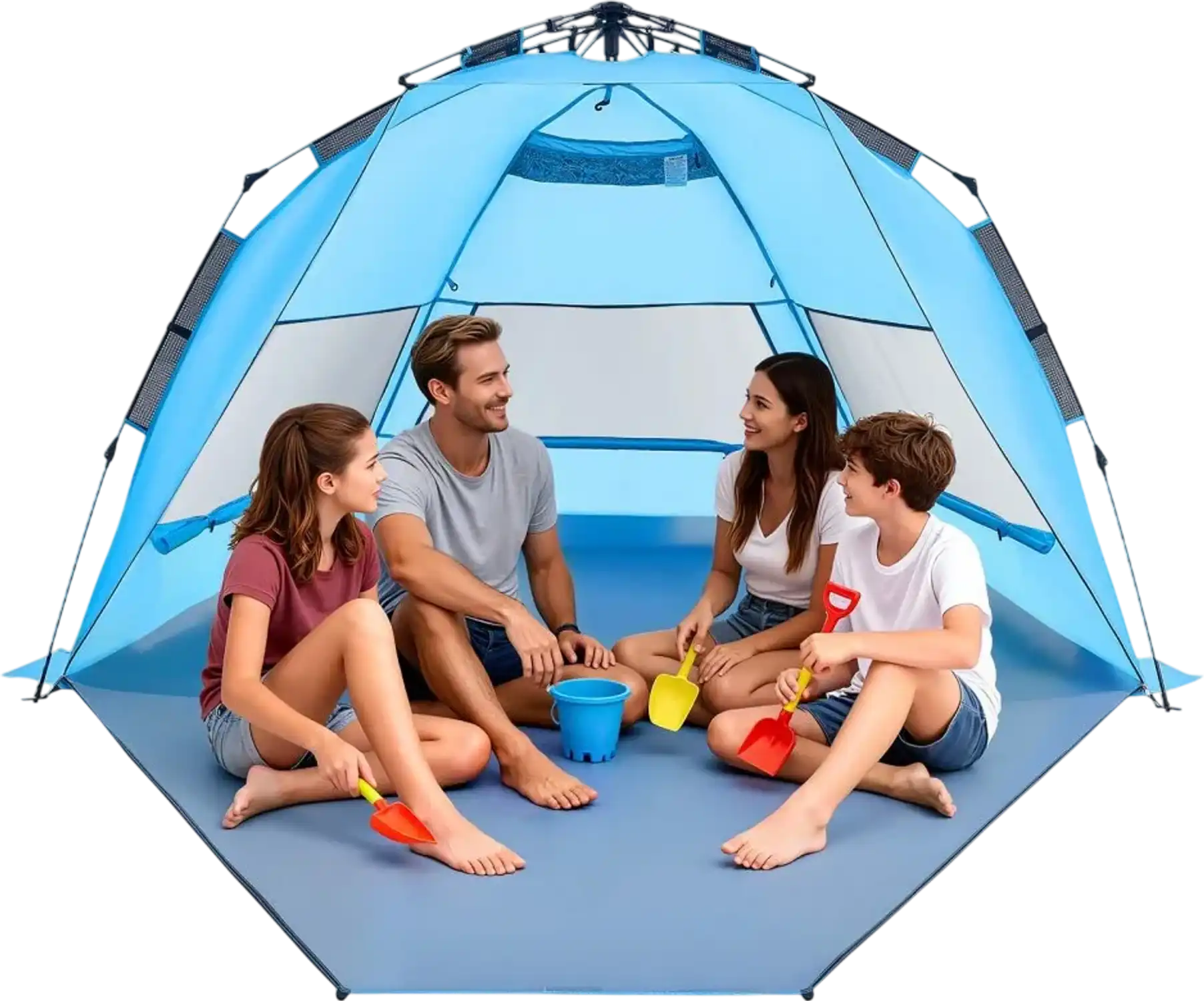 Vevor Beach Tent 4-Person Pop-Up Sun Shelter UPF 50+ Blue New