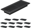 VEVOR 4 x 10 Inch Floor Registers, 12-Pack Vent Grilles, HAVC Heavy-Duty Walkable Iron Floor Vents, Easily Adjustable Rust-Proof Air Vents Deflector with Metal Damper, Ideal for Home & Office, Black