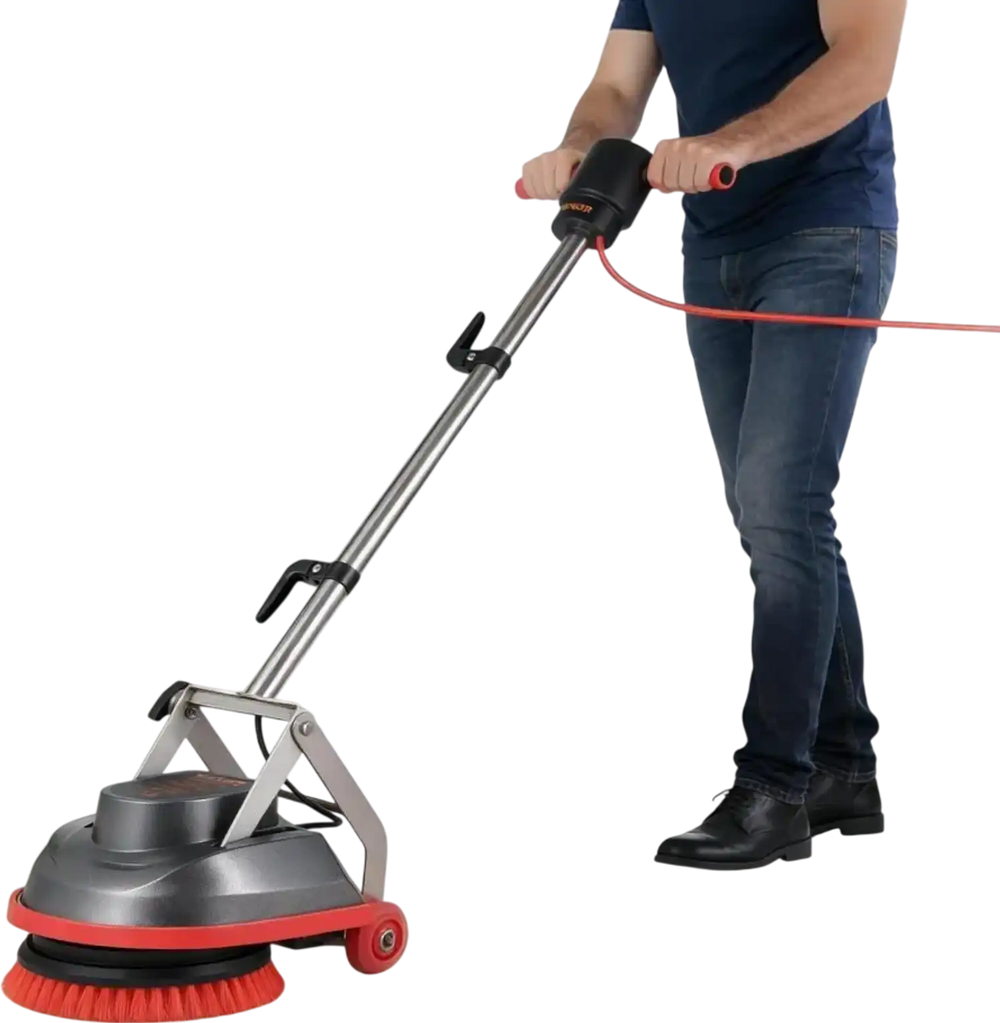 VEVOR Commercial Floor Scrubber Machine, Heavy Duty Floor Cleaner Polisher with 2 Wheels,  Professional Electric Carpet Buffer, Max 1900 RPM, 43 FT Cord, 3 Pads & 3 Brushes - All Floor Surfaces