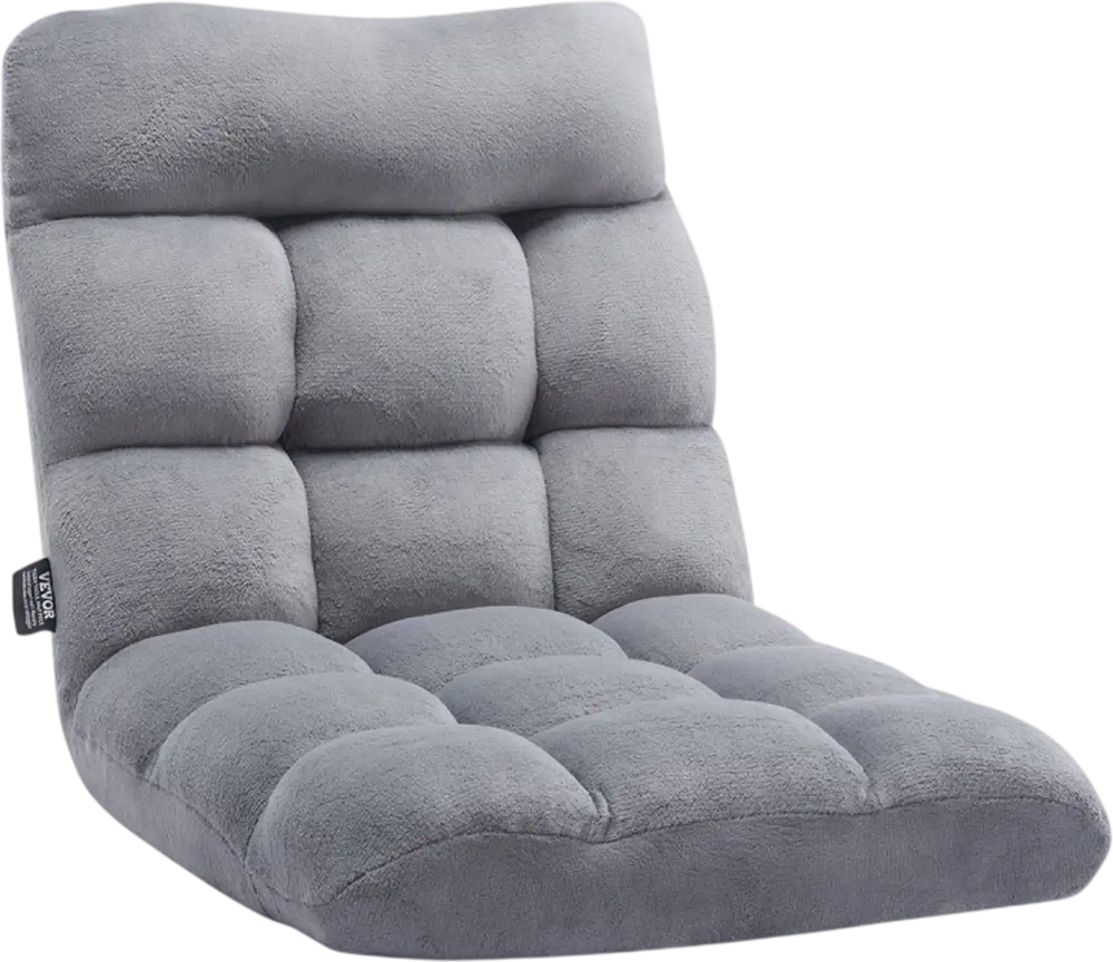 VEVOR Floor Chair, Recycled Foam Folding Sofa Chair with 14 Adjustable Positions, Multifunctional Floor Chair with Back Support Ideal for Sleeping Reading, Floor Gaming Chair Suitable for Kids, Gray