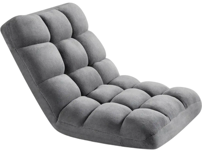 VEVOR Floor Chair, 14 Adjustable Positions Folding Floor Gaming Chair with Back Support, Sturdy Metal Frame with Recycled Foam and Coral Fleece Surface, Multifunctional for Reading, Relaxing, Gray