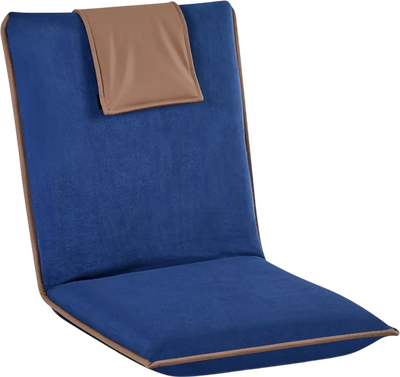 VEVOR Floor Chair, 6 Adjustable Positions Folding Floor Gaming Chair with Back Support, Easy to Carry, Sturdy Metal Frame with Recycled Foam and Suede Fabric Surface, for Reading, Relaxing, Dark Blue