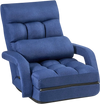 VEVOR Floor Chair, 5 Adjustable Positions Folding Floor Gaming Chair with Back Support, Armrests, and Cushion, Sturdy Metal Frame with Recycled Foam and Linen Fabric, for Reading, Relaxing, Dark Blue