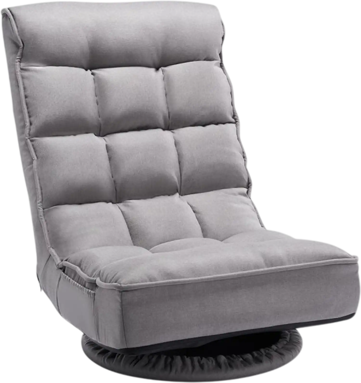 Vevor Floor Chair Swivel Gaming Chair 360° 4-Position Folding Gray New