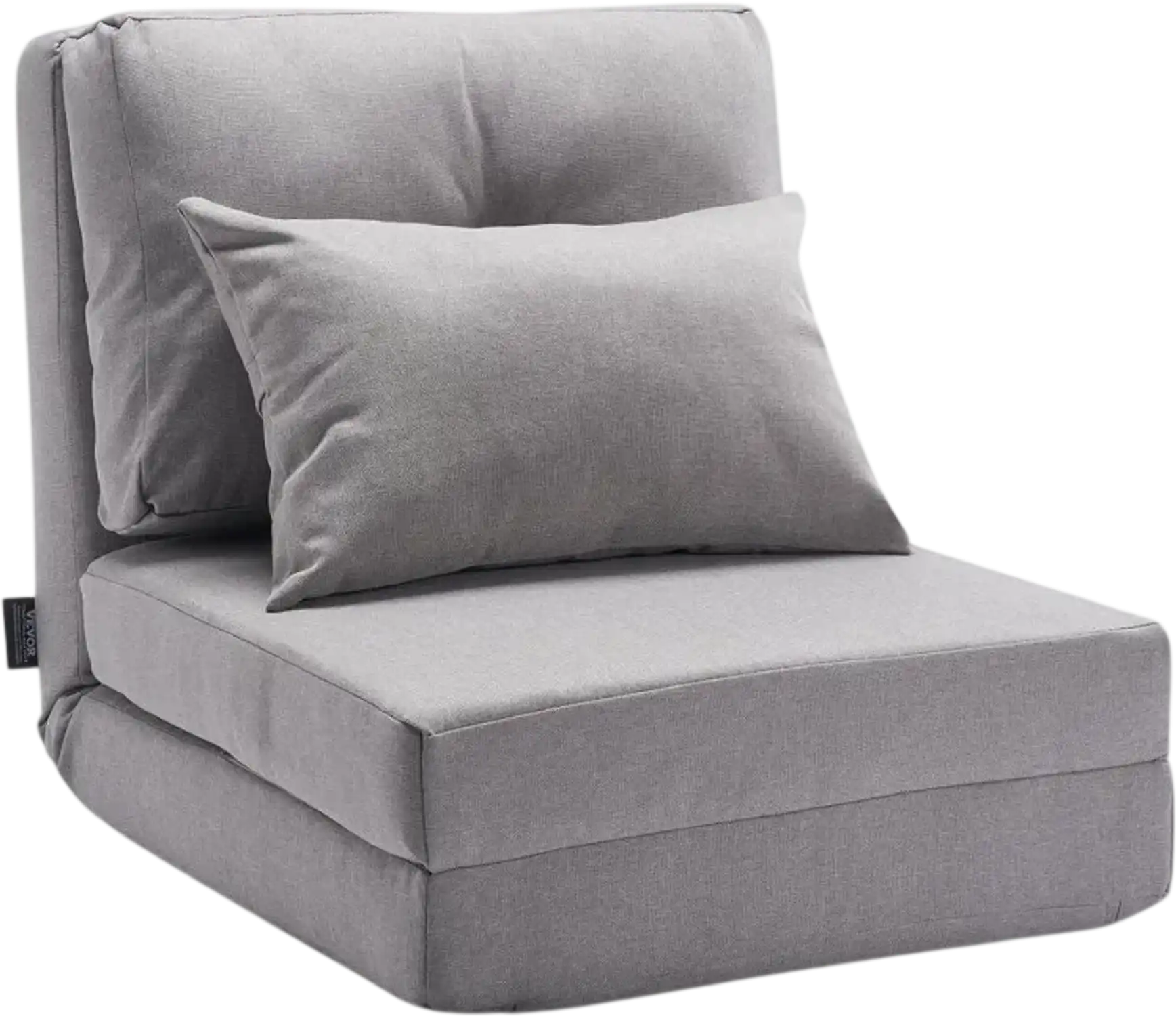 Vevor Floor Chair Convertible Flip Adjustable Lazy Sofa Bed Gray New