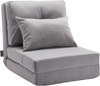 VEVOR Convertible Flip Chair, 5-Position Adjustable Floor Lazy Sofa, Folding Upholstered Couch Bed with Adjustable Backrest Metal Frame and Pillow, Folding Sofa Bed Chair for Living Room Bedroom, Gray