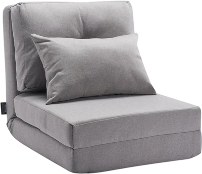 Vevor Floor Chair Convertible Flip Adjustable Lazy Sofa Bed Gray New