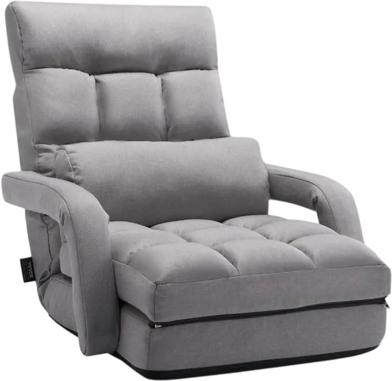 Vevor Floor Chair 5-Position Folding Gaming Sofa Chair with Armrests Gray New