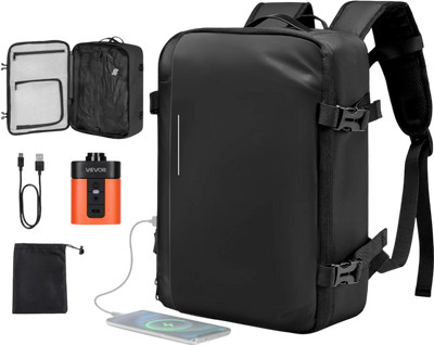 Vevor Travel Backpack Vacuum Seal Compression Carry-On Bag with Pump 35L Black New