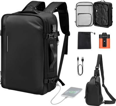 Vevor Travel Backpack Vacuum Seal Compression 65L Carry-On with Pump Black New