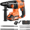 VEVOR Rotary Hammer Drill, 7/8 in SDS-Plus Cordless, 20V Battery Powered Rotary Hammer, Brushless, Including Battery, Charger, 3 Drill Bits, Flat Chisel, Pointed Chisel, Carrying Case, for Concrete