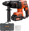 VEVOR 20V Brushless Cordless Hammer Drill, Lithium-Ion 1 Inch Rotary Hammer Driver, SDS-Plus Electric Lightweight Power Tool Kit with Battery and Charger, 4 Functions, 1200 RPM, 5300 BPM
