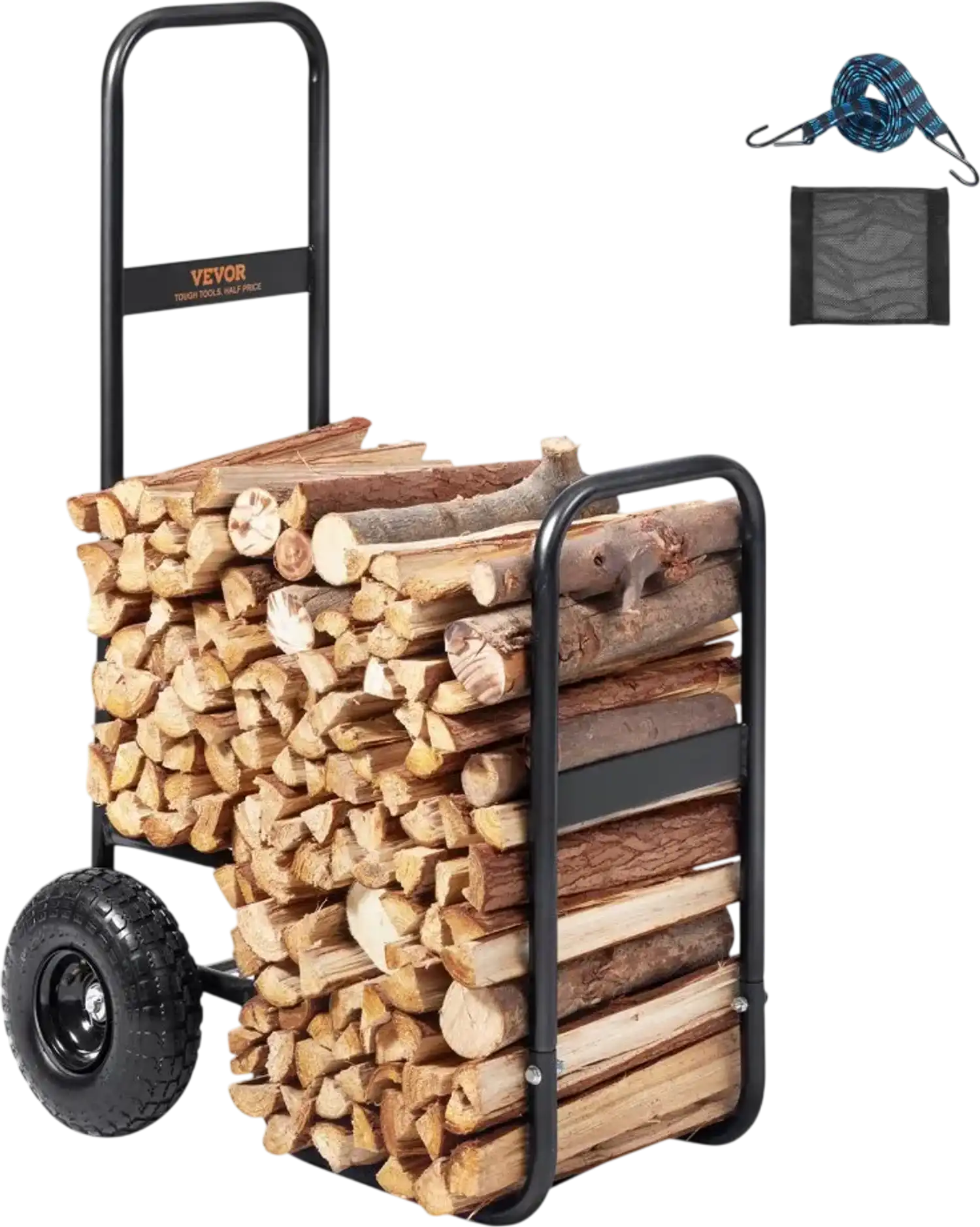 Vevor Firewood Log Cart 250 lbs Capacity Indoor Outdoor Wood Rack Mover New