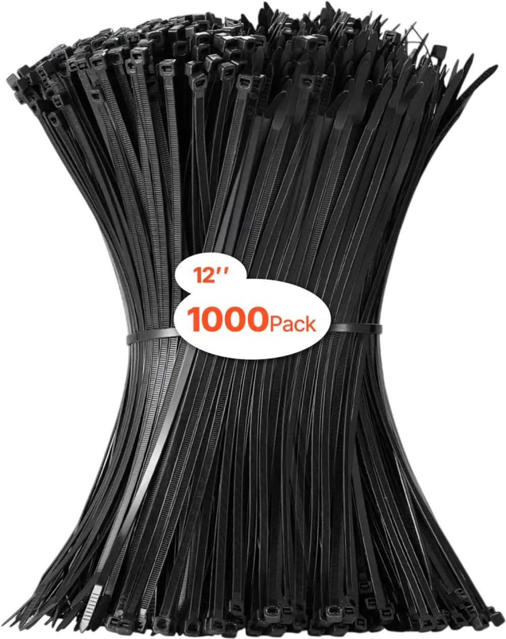 VEVOR 1000 Pack Cable Zip Ties, 12-inch Heavy Duty Cable Wire Ties with 50LBS High Tensile Strength, Multi-Purpose Self-Locking Nylon Tie Wraps, Heat & Cold Resistant for Indoor and Outdoor Use