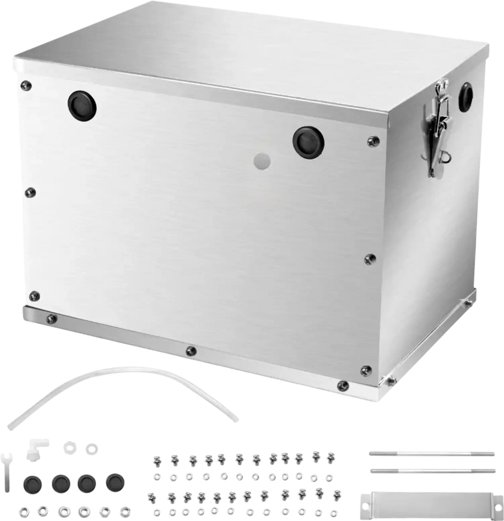 VEVOR Battery Box, Group 24/31 Trolling Motor Battery Box, Marine Batteries Case with Rubber-Grommet Cable Holes, Aluminum Alloy Shell Storage Case, Easy Installation, for Off-Road Racers, Trucks