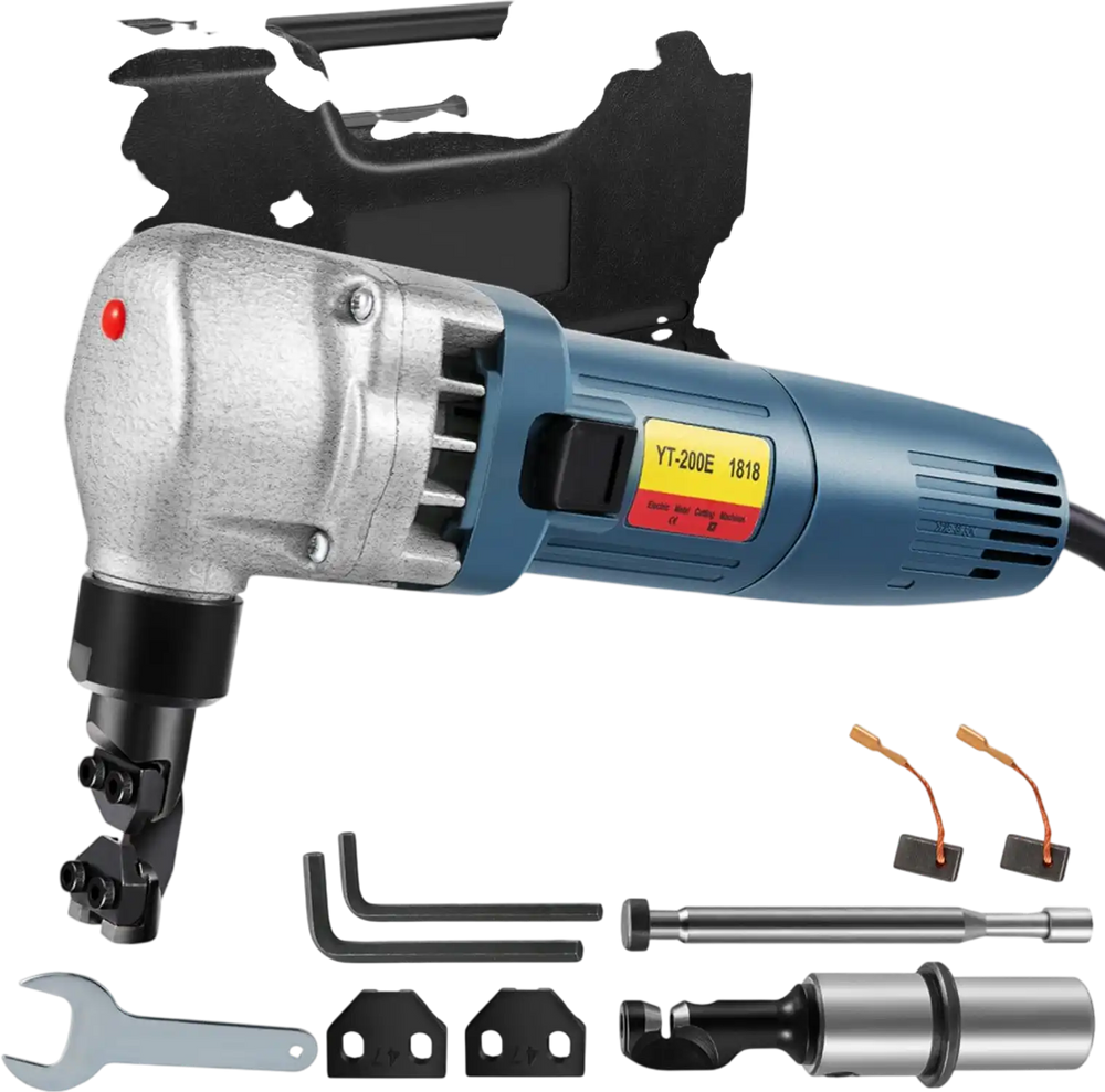 VEVOR Electric Sheet Metal Cutter, 380W Power, 1800RPM Rotor Speed, 0.07in/1.8mm Cutting Capacity, Includes Replacement Blades and Storage Case, Ideal for Stainless Steel, Aluminium, Plastic