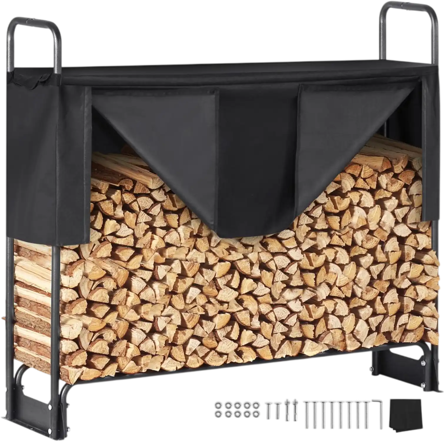 Vevor Firewood Rack 4.3' Outdoor Log Storage with Cover New