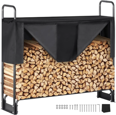 Vevor Firewood Rack 4.3' Outdoor Log Storage with Cover New