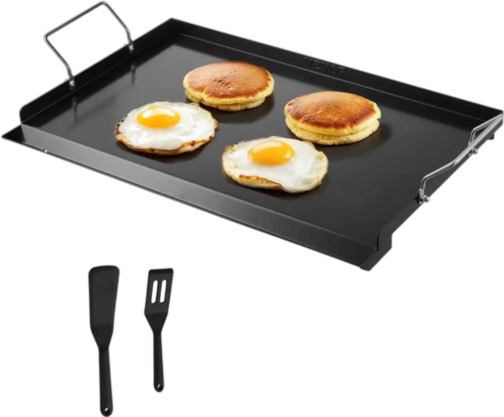 VEVOR Carbon Steel Griddle, 24x16 inch Universal Flat Top Rectangular Plate, Gas Grill Griddle for BBQ Grill, Teppanyaki, Portable Family Cookware with Handle, for Camping Tailgating Party