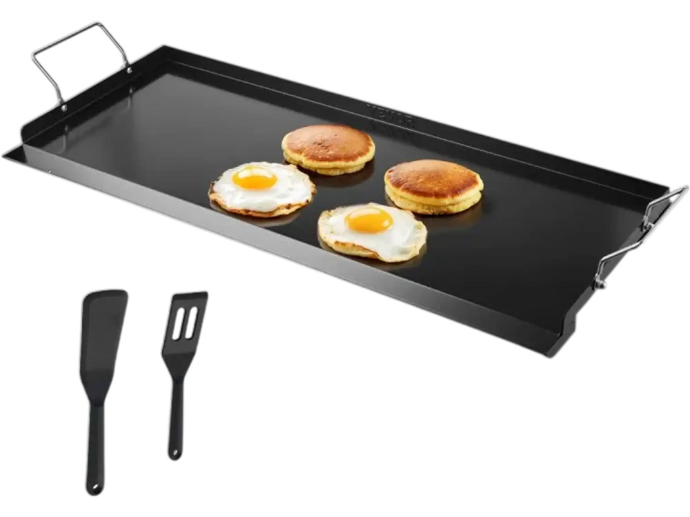 VEVOR Carbon Steel Griddle, 32x14 inch Universal Flat Top Rectangular Plate, Gas Grill Griddle for BBQ Grill, Teppanyaki, Portable Family Cookware with Handle, for Camping Tailgating Party