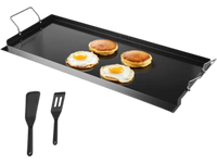 VEVOR Carbon Steel Griddle, 32x14 inch Universal Flat Top Rectangular Plate, Gas Grill Griddle for BBQ Grill, Teppanyaki, Portable Family Cookware with Handle, for Camping Tailgating Party