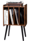 VEVOR Record Player Stand, 2 Tiers Turntable Stand with 4 Cabinets, Holds up to 100 Albums, Wooden Vinyl Record Storage Cabinet with Display Shelf for Bedroom, Living Room, Brown