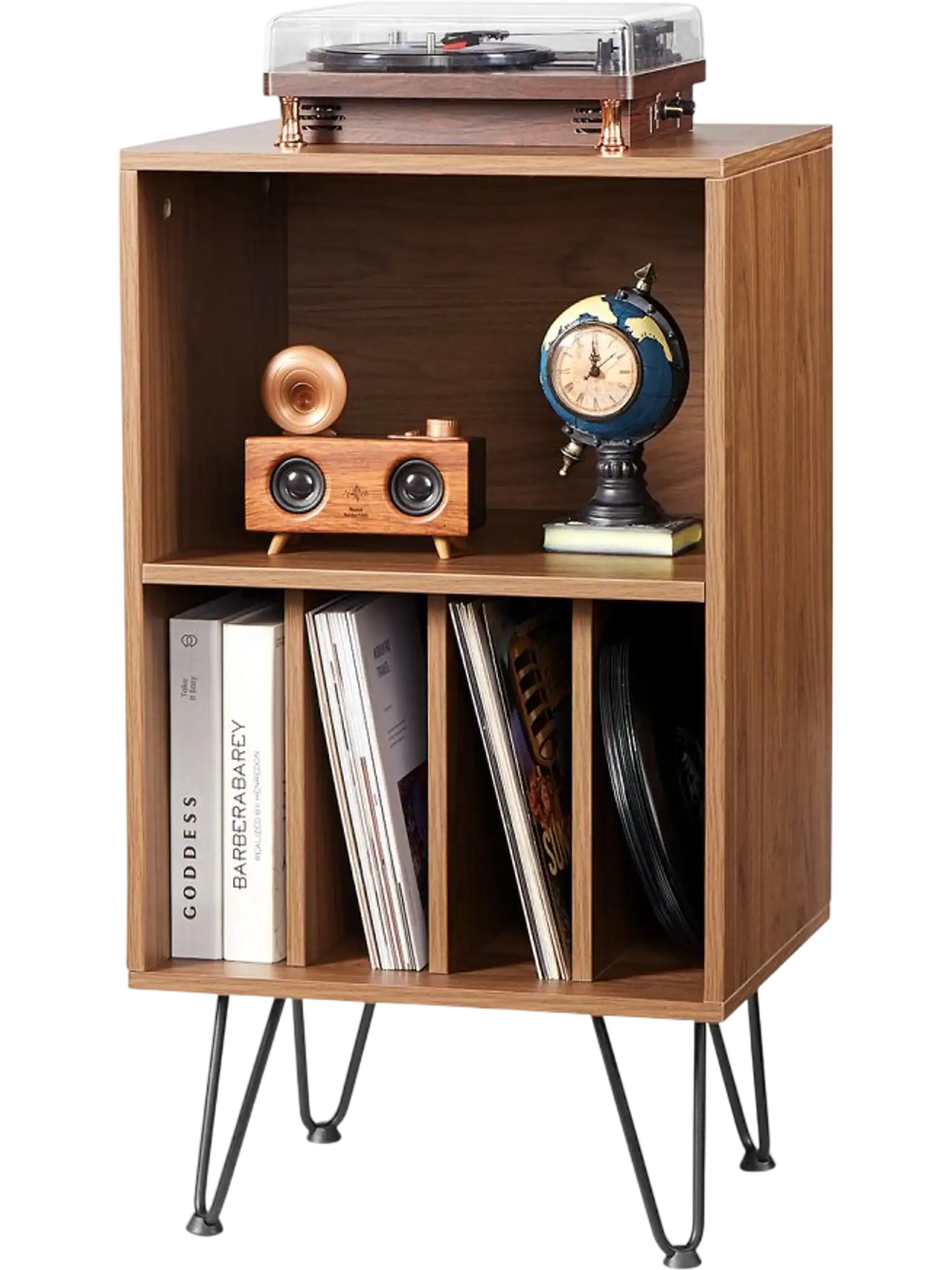Vevor Record Player Stand 3-Tier Vinyl Storage Cabinet Brown New