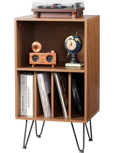 Vevor Record Player Stand 3-Tier Vinyl Storage Cabinet Brown New