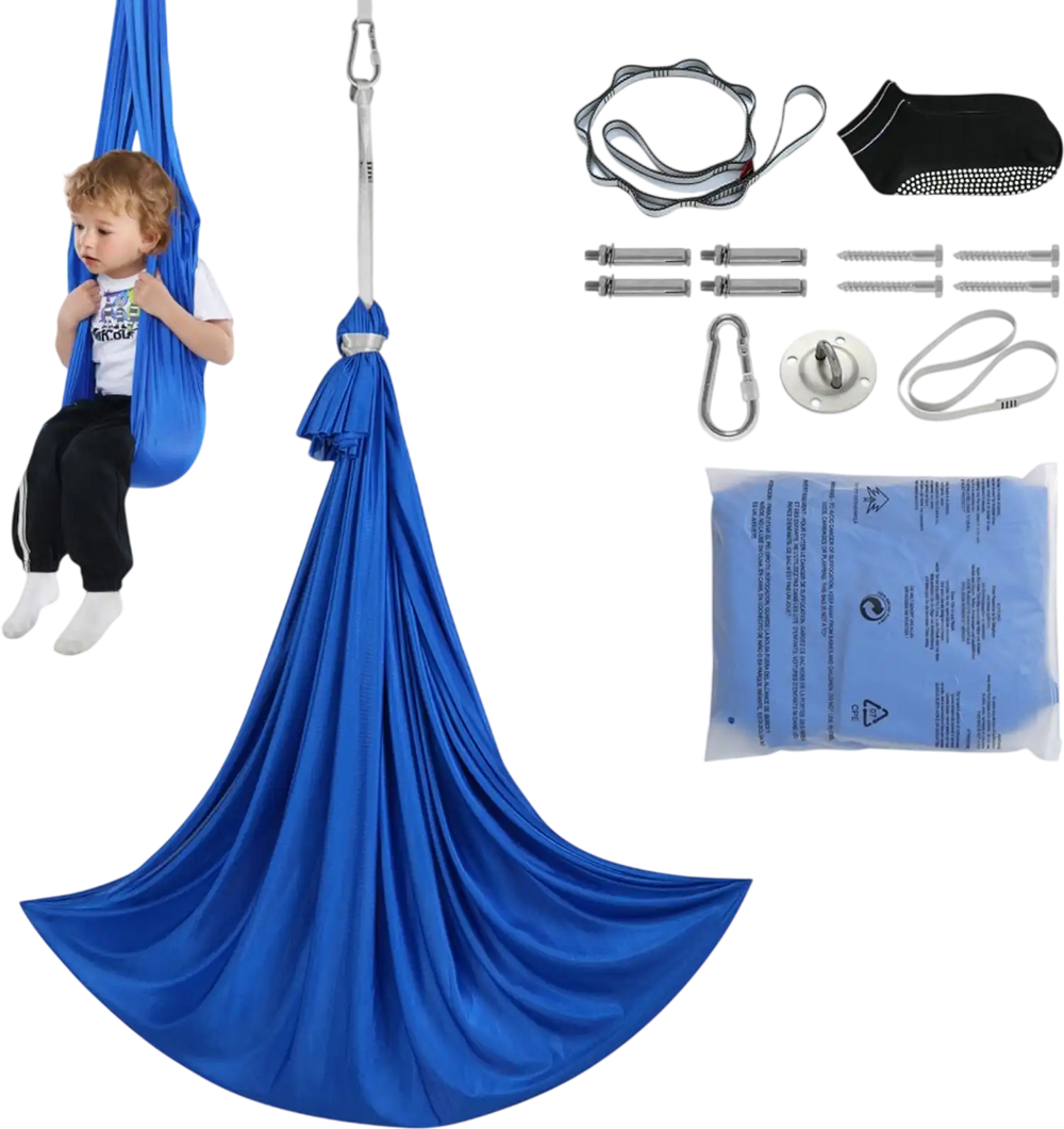 VEVOR Sensory Swing for Kids, 3.1 Yards, Therapy Swing for Children with Special Needs, Cuddle Swing Indoor Outdoor Hammock for Child & Adult with Autism, ADHD, Aspergers, Sensory Integration, Blue