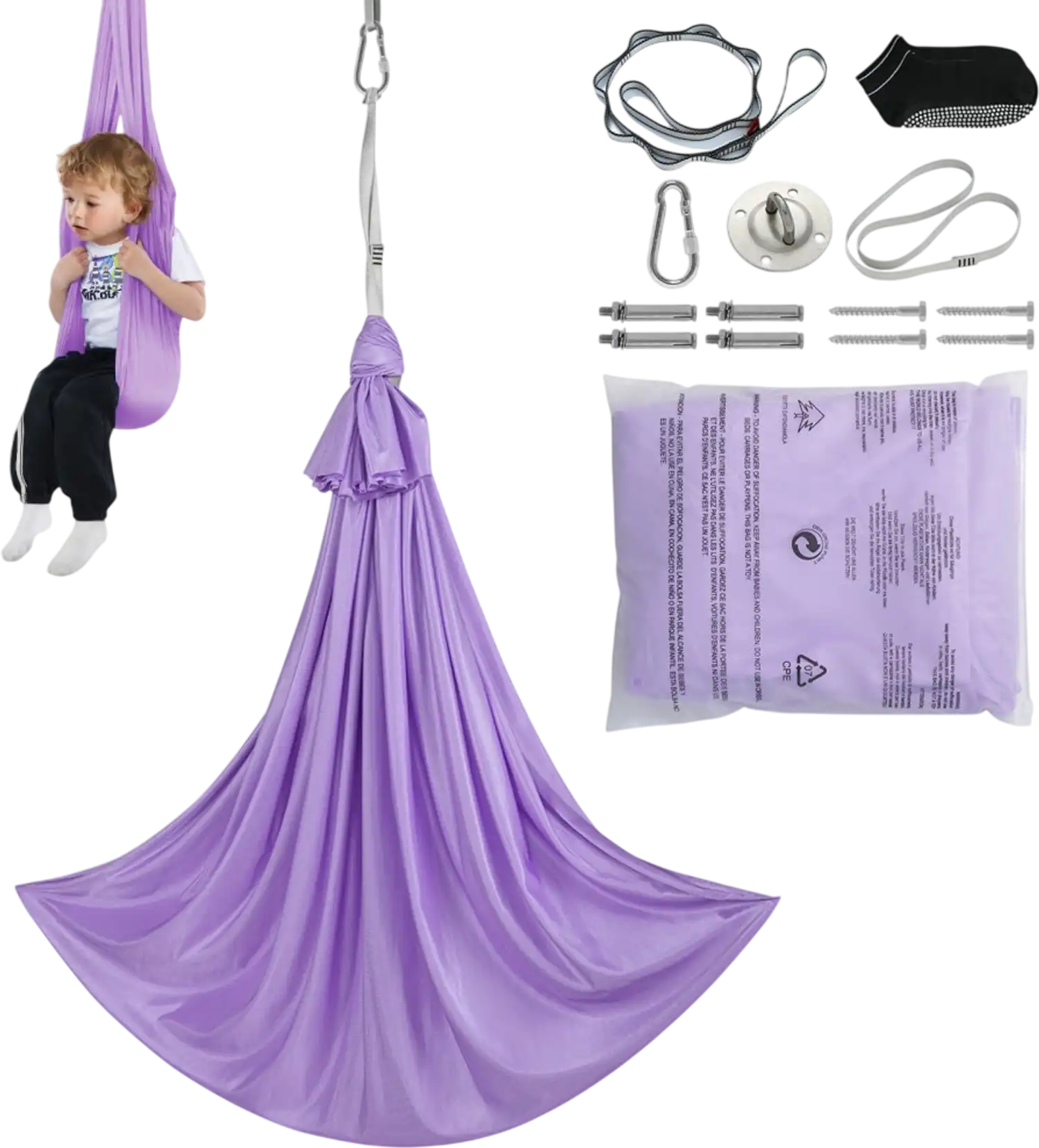 Vevor Sensory Swing Kids Therapy Hammock Indoor Outdoor Purple New