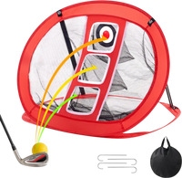 VEVOR Golf Chipping Net, Pop Up Golf Practice Net, Portable Indoor Outdoor Home Golf Hitting Aid Net with Target and Carry Bag, for Backyard Driving Training Swing, Gift for Men, Golf Lover, Red