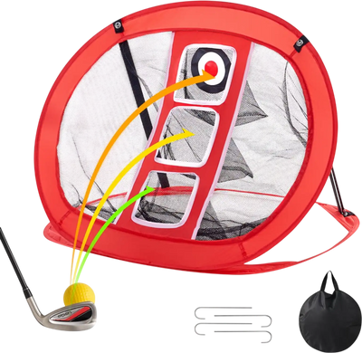 VEVOR Golf Chipping Net, Pop Up Golf Practice Net, Portable Indoor Outdoor Home Golf Hitting Aid Net with Target and Carry Bag, for Backyard Driving Training Swing, Gift for Men, Golf Lover, Red