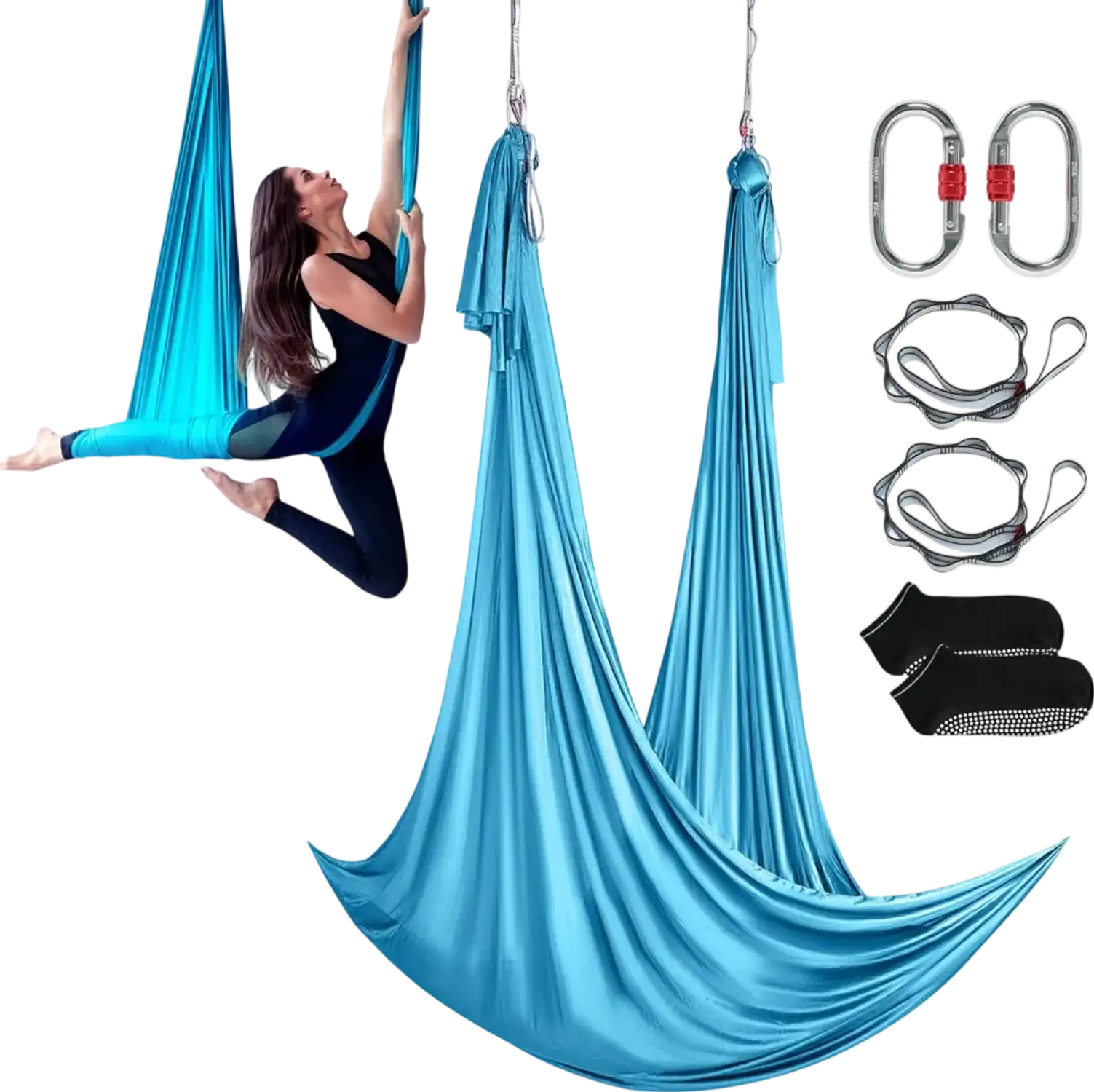 Vevor Aerial Yoga Hammock & Swing 5.5 Yards Starter Kit Blue New