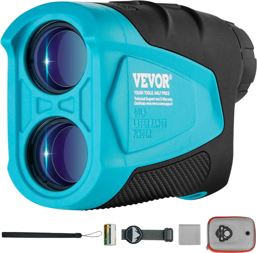 VEVOR Golf Rangefinder, 1300 Yards Laser Golfing Hunting Range Finder, 6X Magnification Distance Measuring, Golfing Accessory with External Magnet Mount, High-Precision Flag Lock, Slope, and Batteries