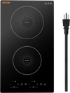 VEVOR Induction Cooktop 12in 2 Burners Built-in Electric Stove 110V 1800W, Low-Power Continuous Heating, Countertop Induction Burner, 9 Power Levels, LED Touch Screen, Ceramic Glass, and Child Lock
