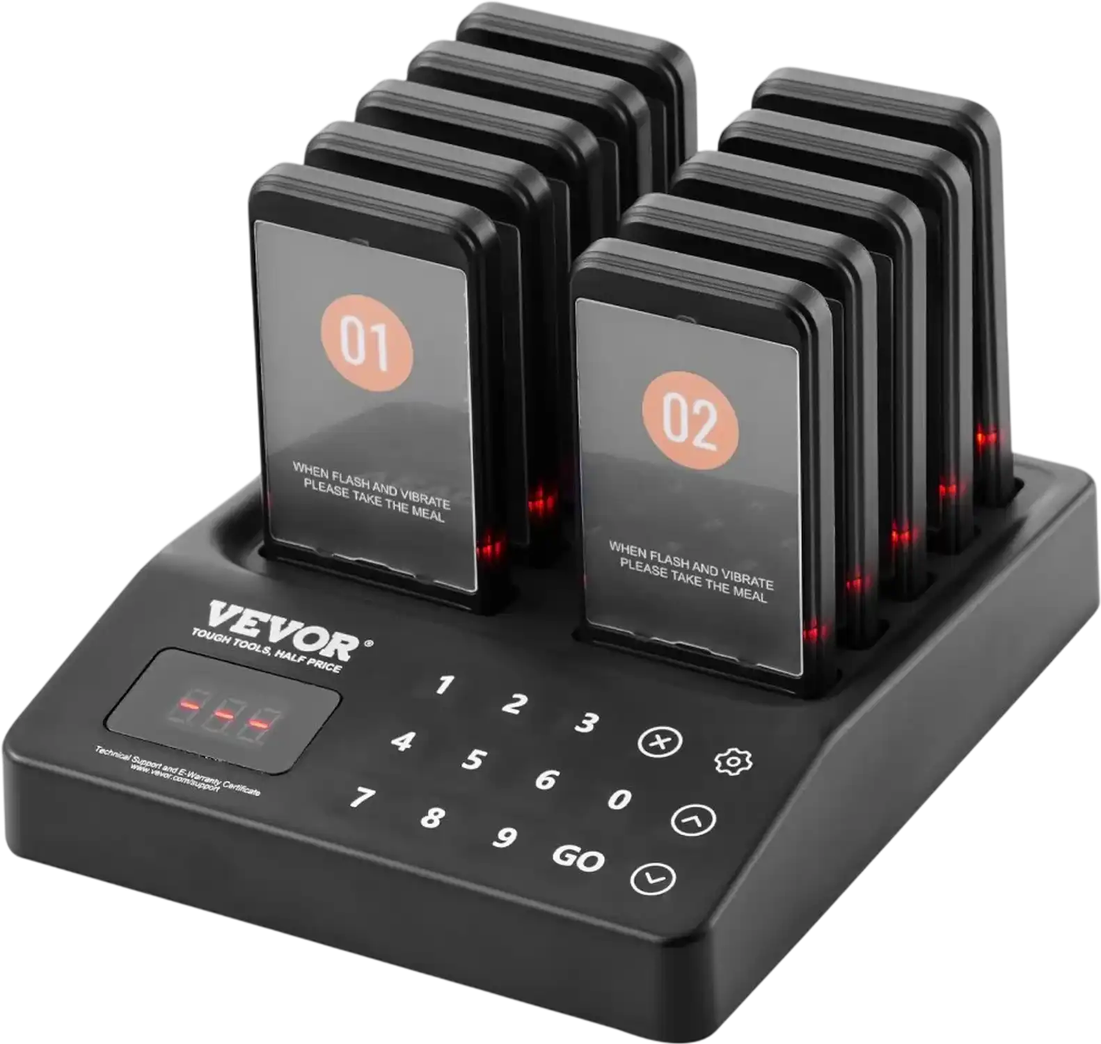 Vevor Restaurant Pager System Wireless Guest Calling Beepers with 10 Buzzers New